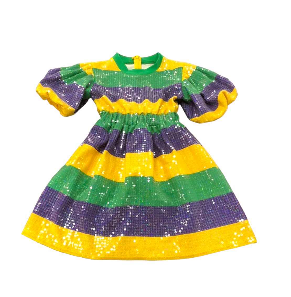 Long Sleeve Mardi Gras Rugby Drop Waist Penny Dress main image 1