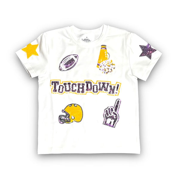 Purple & Gold Football Collage Sequin Shirt