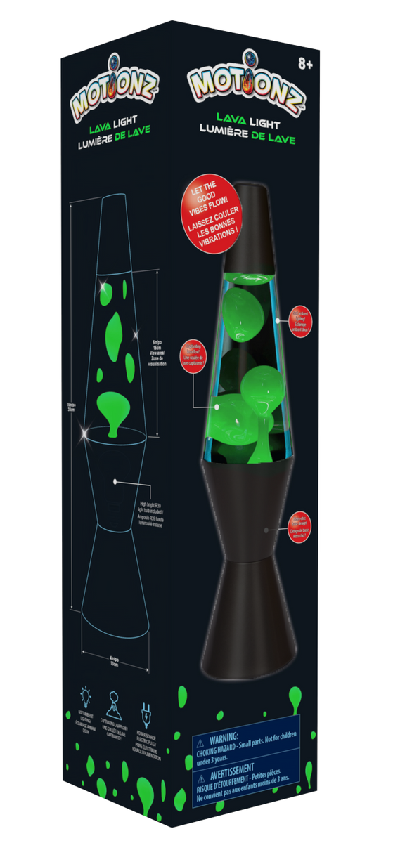 Motionz 14.5 Lava Lamp w Black Metal Base - Green – Olly-Olly