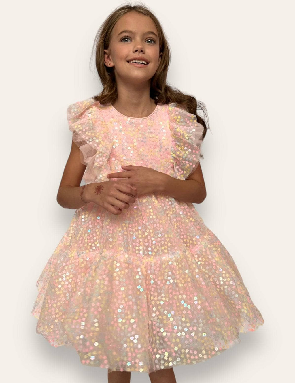 Lola and the Boys Sequin Daisy Ruffle Tulle Dress – Olly-Olly