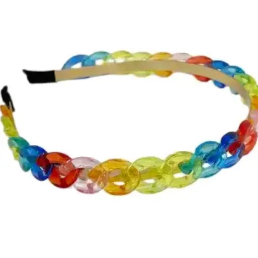 Clear Rainbow Glam Chain Headband