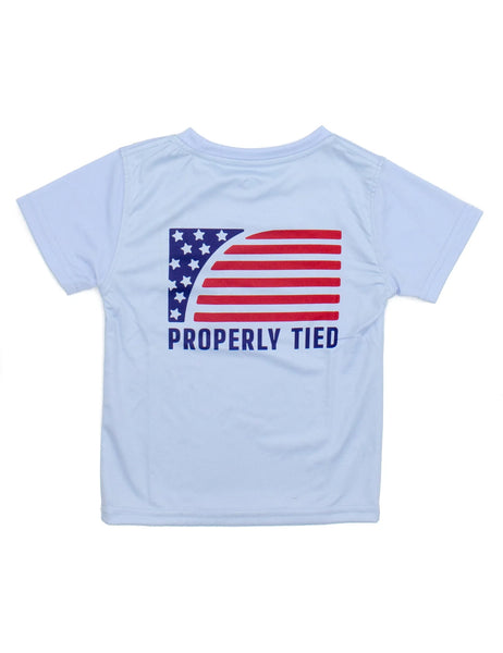 Properly Tied Blue Performance SS Tee - Sport Flag