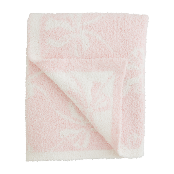 Mud Pie Pink Bow Chenille Baby Blanket