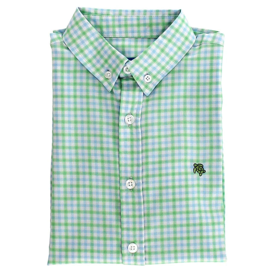 Roscoe Performance Button Down in Willow Plaid main image 0