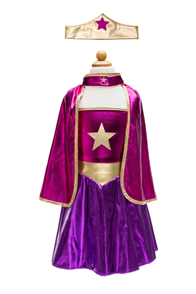 Great Pretenders Superhero Star Dress, Cape & Headpiece Costume