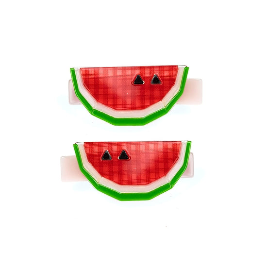 Acrylic Hair Clips - Red Watermelon Slice