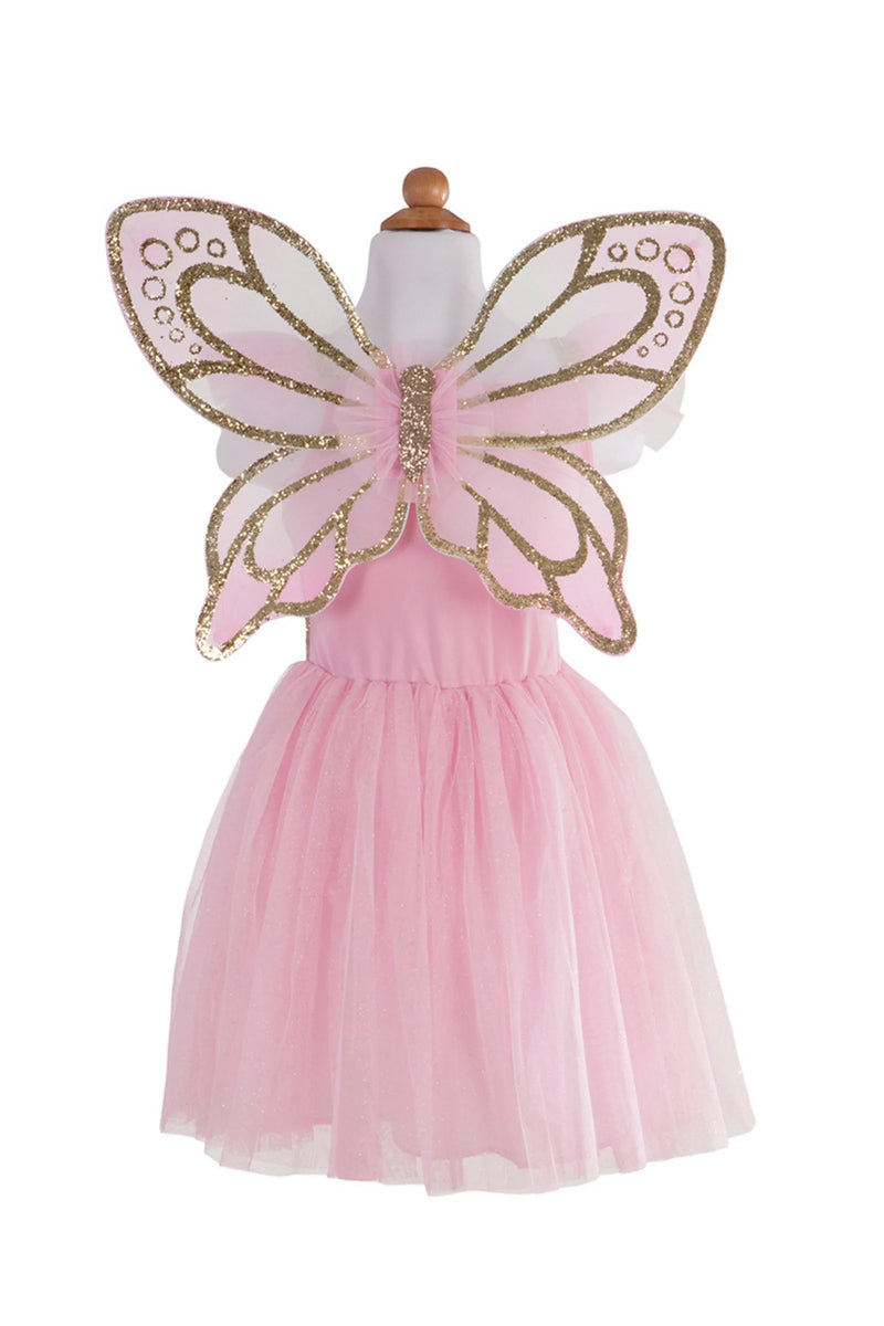 5/7 Great Pretenders Gold Butterfly Dress with Fairy Wings Costume   Olly-Olly