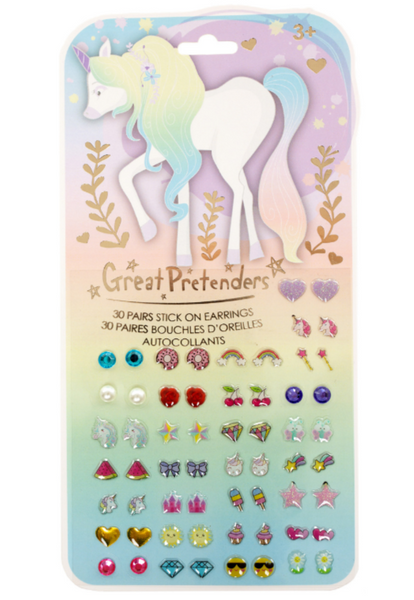 Great Pretenders 30 Pairs Whimsical Unicorn Sticker Earrings