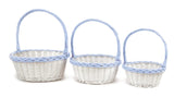 Twisted Rim Painted Willow Easter Basket - White/Blue