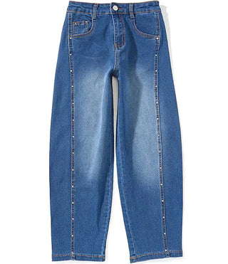 Rhinestone Stretch Barrel Jeans