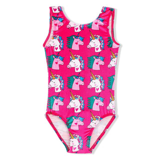 Girl Power Unicorn Velvet Fuchsia Leotard
