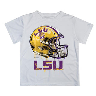 LSU Tigers Dripping Football Helmet White Tee Shirt