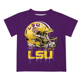 LSU Tigers Dripping Football Helmet Purple Tee Shirt