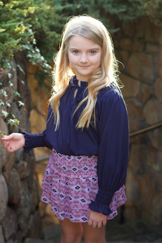 Pleat Collection Purple & Navy Scottie Skirt