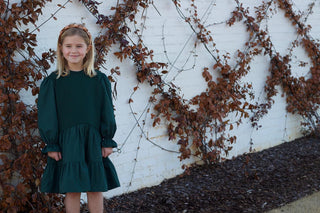 Pleat Collection Cece Dress - Hunter Green