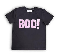 Black Boo Pink to White Flip Sequin S/S Tee