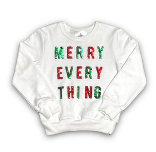 Merry Everything White Sequin Sweatshirt