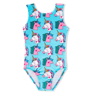 Girl Power Aqua Unicorn Velvet Leotard