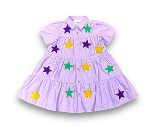 Belle Cher Mardi Gras Chenille Stars Dress