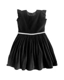 Bella & Emma Black Velvet Sasha Dress with Rhinestone Waistband