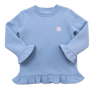 Itsy Bitsy Light Blue Kitten Ruffle Sweatshirt