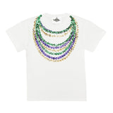 Mardi Gras Sequin Beads S/S White Tee