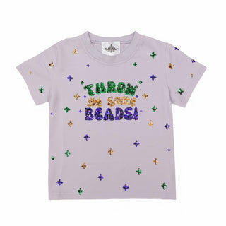 Mardi Gras Show Me Some Beads Sequin S/S Lavender Tee
