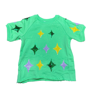 Green Mardi Gras Sequin Stars 2Pc Short Set