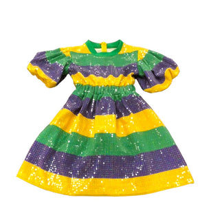 Belle Cher Green Mardi Gras Sequin Rugby Dress