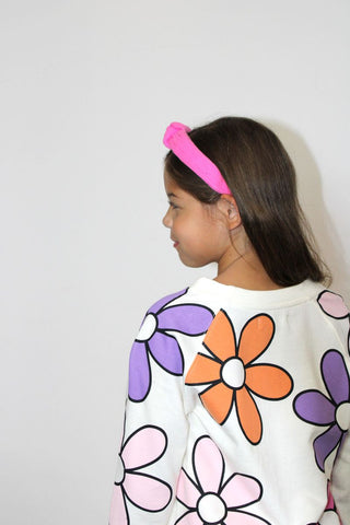 Paper Flower All Over Large Retro Flower Print Crop Sweatshirt