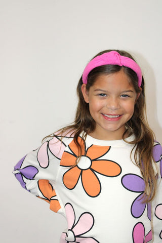 Paper Flower All Over Large Retro Flower Print Crop Sweatshirt