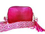 Metallic Crossbody Purse with Geometric Strap