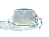 Metallic Crossbody Purse with Geometric Strap