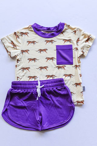 Southern Slumber Tiger Bamboo Varsity Short Set - Tee & Shorts