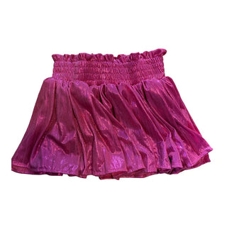 Hot Pink Plisse Shine Tiered Skort