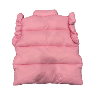 Pink Ruffled Puffer Vest with Front Bows