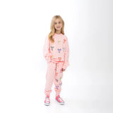 Pink Sequin Bows 2Pc Jogger Set - Sweatshirt & Pull-On Pants