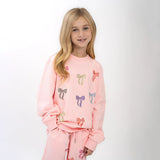 Pink Sequin Bows 2Pc Jogger Set - Sweatshirt & Pull-On Pants