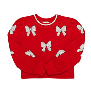 Belle Cher Red White Bow Sweatshirt Set