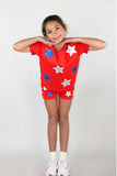 Red White & Blue Sequin Stars Tee & Shorts Set