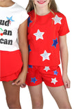 Red White & Blue Sequin Stars Tee & Shorts Set