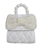 Quilted Velvet Purse with Pearl Bow and Handle