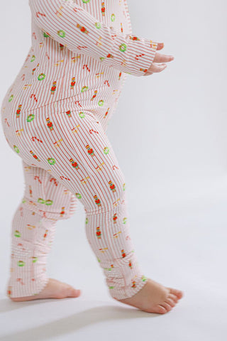 The Uptown Baby Mini Stripe Sleep Romper - Christmas