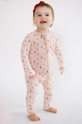 The Uptown Baby Mini Stripe Sleep Romper - Christmas