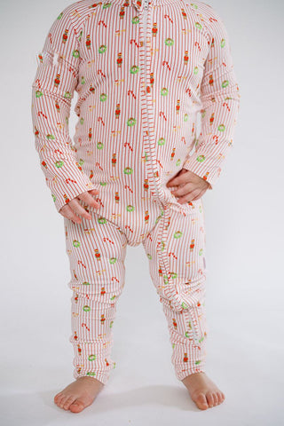 The Uptown Baby Mini Stripe Sleep Romper - Christmas