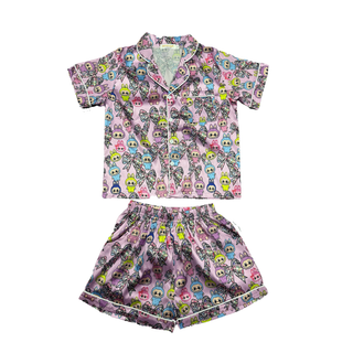 Kids Cute Monster Doll 2Pc Silky Satin PJ Set