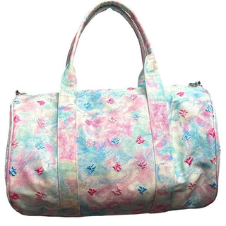 Bari Lynn Embroidered Bow Pastel Tie Dye Duffel Bag