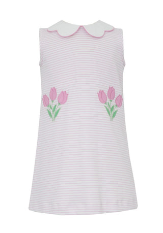 Claire & Charlie Pink Striped Knit Dress - Tulip Bouquet