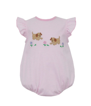 Claire & Charlie Pink Striped Knit Bubble - Garden Puppies