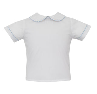 Anavini White Peter Pan Shirt w/ Blue Piping